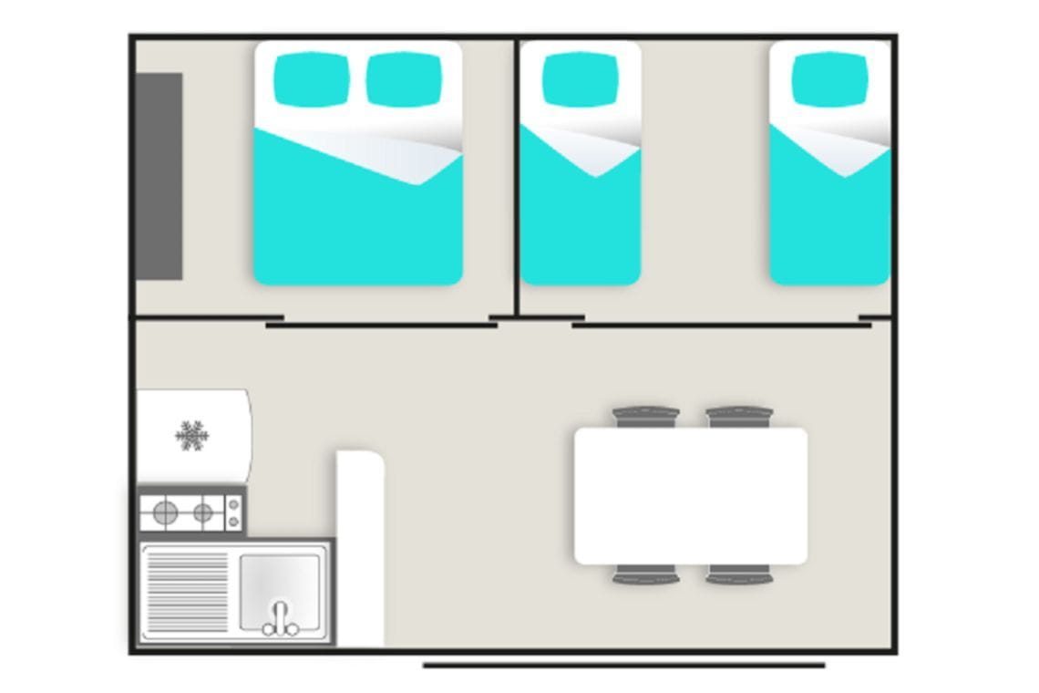 Plan d'une location bungalow au Camping Clos Sainte Thérèse